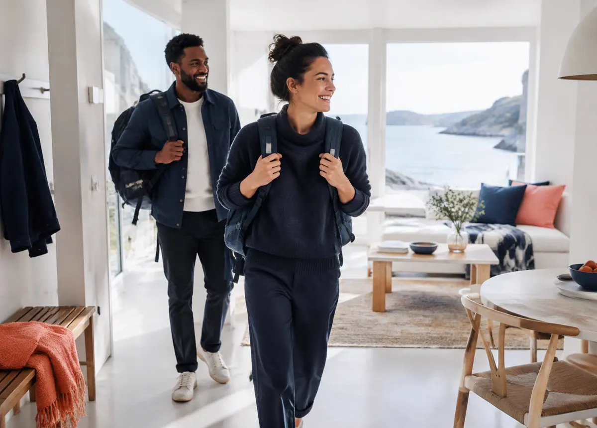 Travellers arriving at their stay
